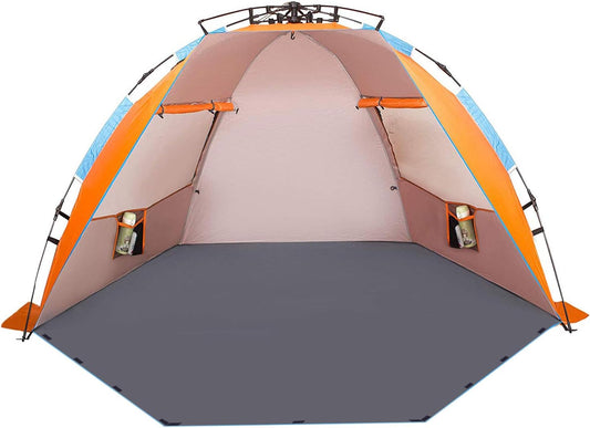 Oileus 4 Person Beach Tent - Instant Pop Up Sun Shade