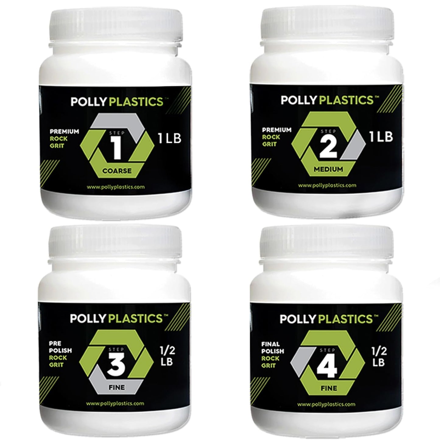 Polly Plastics Rock Tumbler Grit & Polish Kits