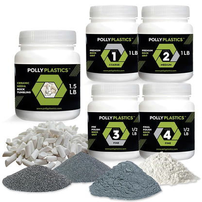 Polly Plastics Rock Tumbler Grit & Polish Kits